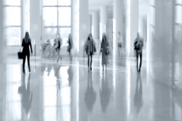 group of people in the lobby business center in monochrome tonality
