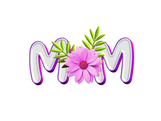 Mom 3d typography cutout