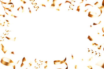 Falling golden confetti 3d render cutout