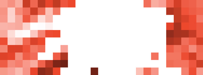 Red pixels textured banner. Abstract pixel background. Old video games style. Psychedelic pixel art illustration. Pink mosaic design. Rose colored pixelated Image. Mosaic style. Computer abstraction.