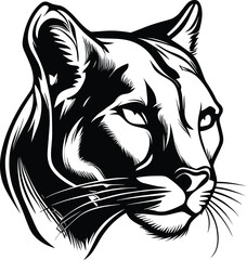 Mountain Lion Logo Monochrome Design Style
 - obrazy, fototapety, plakaty