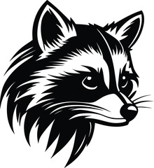Raccoon Logo Monochrome Design Style
