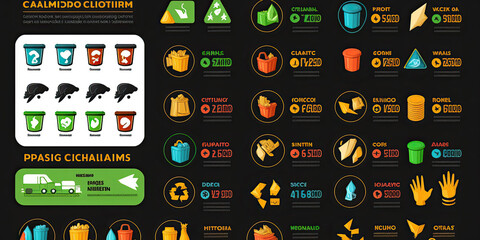 Waste sorting and separation icons set - Generative AI