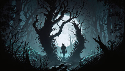 Fototapeta premium dark halloween theme illustration background generative ai