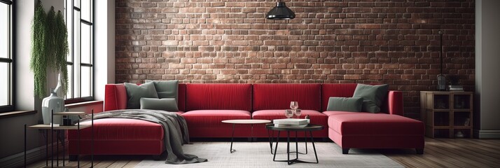 Sleek Living Room Interiors in Modern Apartment Design, Generative AI