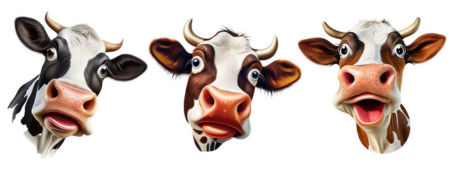 Funny Cow Face Illustration, Generative AI