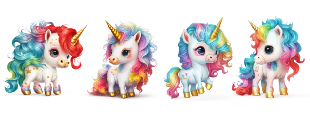 Tuinposter Cute Unicorn Baby, Colorful Unicorn, Generative AI © Aspect_Studio