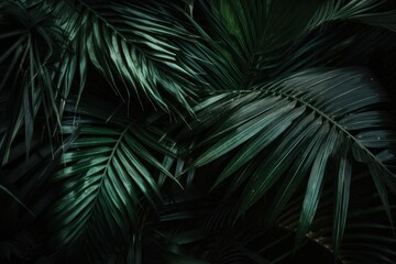 Dark green palm leaves. Generetive AI