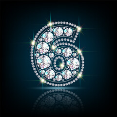 Obraz premium number six figure made of diamonds vector