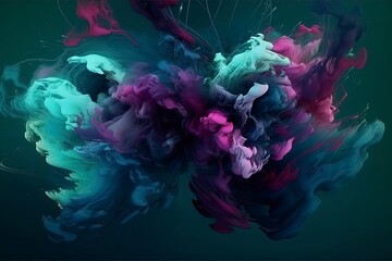 Abstract blue, mint and purple background. Generative Ai