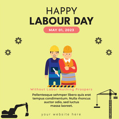 World Labour day 1 May social media post template design.