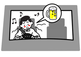 飲酒運転する男性