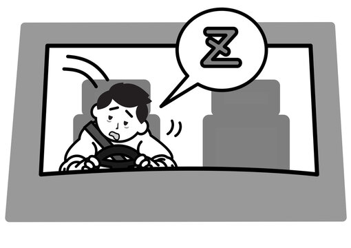 居眠り運転する男性