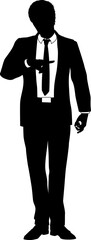 Silhouette business person man in a smart suit and tie.