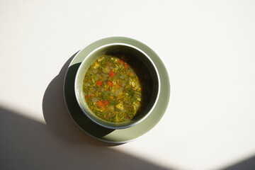 Healthy vegetable soup bowl. Vegetarian soup