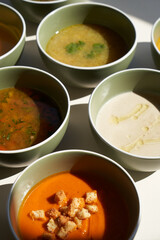 Vegetable cream soup bowl. Vegetarian soup