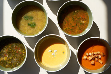 Vegetable cream soup bowl. Vegetarian soup