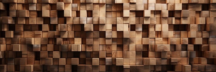 Rustic Charm   Textured Wood Block Wall Paneling for Natural Interiors, Generative AI