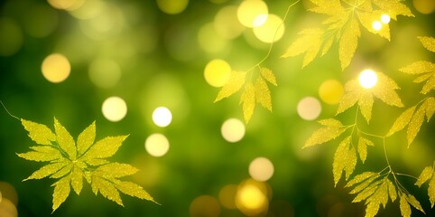 Golden leaves and golden flowers, bokeh, nature, environment, golden nature background, gold jewelry merged with nature