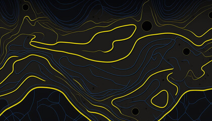 Black and yellow Background with topographic map