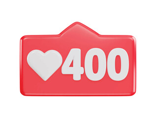 400 social media love react icon 3d rendering vector illustration