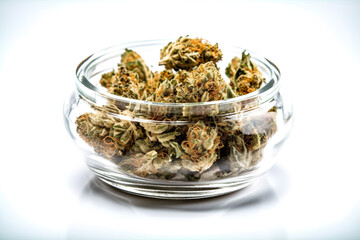 Cannabis Plant & Buds With White Background | Close Weed Shot
