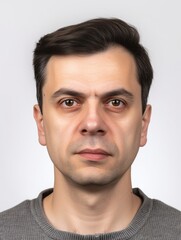 Obraz premium Passfoto biometrisch eines Mannes im Porträt, ai generativ