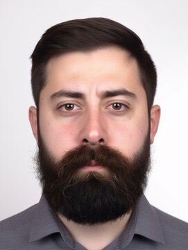 Passfoto biometrisch eines Mannes im Porträt, ai generativ