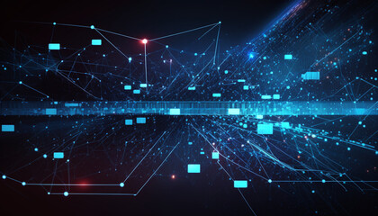 Fototapeta na wymiar Digital cyberspace and data network connections transfer blue background
