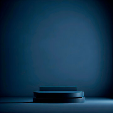 empty room with blue wall and spotlight