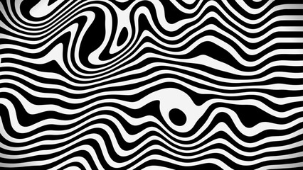 A striking black and white geometric texture with wavy, warped lines. Perfect for banners, ads, posters, and backgrounds.