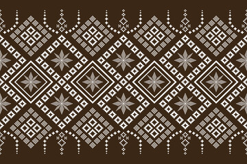 Nature vintages cross stitch traditional ethnic pattern paisley flower Ikat background abstract Aztec African Indonesian Indian seamless pattern for fabric print cloth dress carpet curtains and sarong