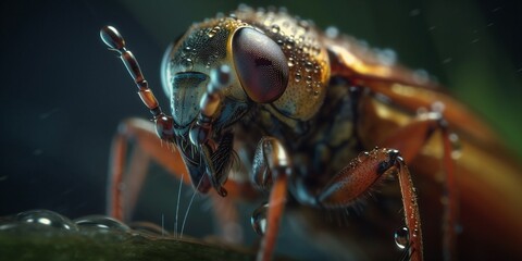 Fototapeta premium Käfer Insekt mit irisierenden Körper und Flügel Nahaufnahme