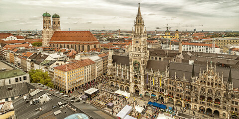 New Town Hall, 19th Century Gothic Revival Style, Marienplatz, Munich, Bavaria, Germany, Europe