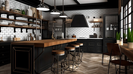 interior of a industrial designed kitchen Generative Art