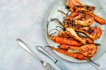 Fried chicken drumstick, top view