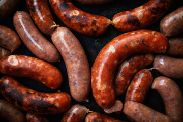 sausages, top view. generative ai