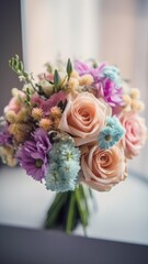 Beautiful, vivid, colorful mixed flower bouquet.