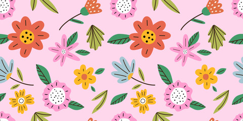 Hand drawn flowers pattern
