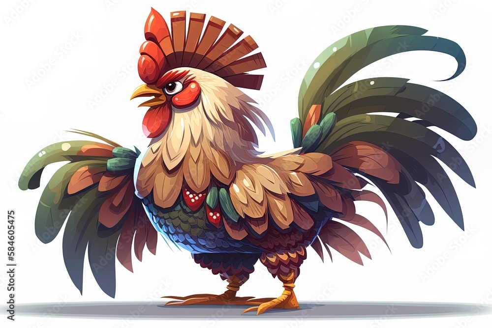Poster chicken isolated on white with polish text generative ai