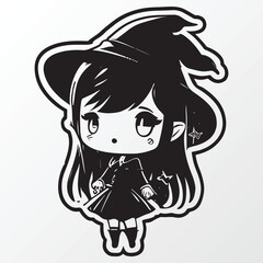 A sketch of a witch girl character 