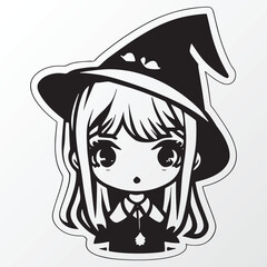 A sketch of a witch girl character 