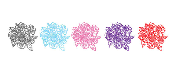 Nice Roses  Vector artwork coloring page, coloring book, black outline hand drawn sketch. Vector element for natural, wedding design, plant, botanical illustration, coloring book, line art.