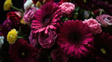 Beautiful, vivid, colorful mixed flower bouquet.