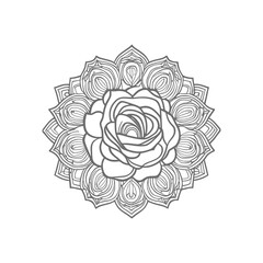 Nice Roses  Vector artwork coloring page, coloring book, black outline hand drawn sketch. Vector element for natural, wedding design, plant, botanical illustration, coloring book, line art.