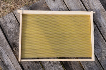 Wooden frames for bee evidence with a wax base