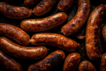 sausages, top view. generative ai
