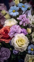 Obraz na płótnie Canvas Beautiful, vivid, colorful mixed flower bouquet.