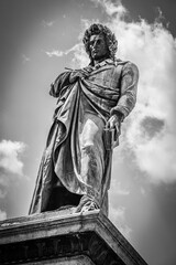 Outdoor bronze statue of Friedrich Schiller in the Castle Square, Stuttgart, Germany; Johann...