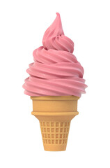 Berry soft ice icecream in waffle cone, png clipart isolated on transparent background